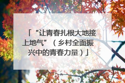“让青春扎根大地接上地气”（乡村全面振兴中的青春力量）