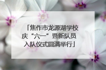 焦作市龙源湖学校庆“六一”暨新队员入队仪式圆满举行