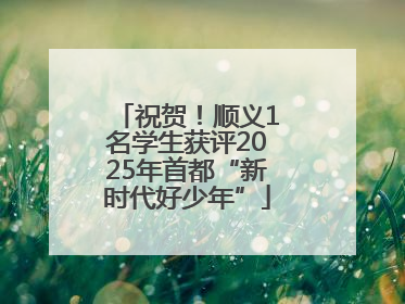 祝贺！顺义1名学生获评2025年首都“新时代好少年”
