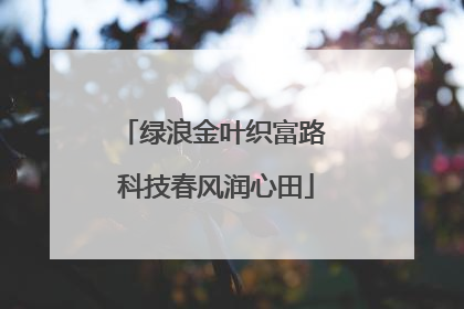 绿浪金叶织富路 科技春风润心田