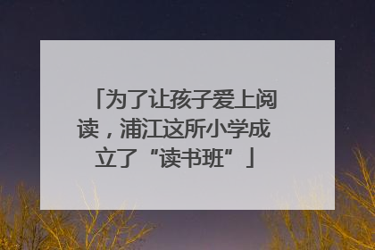 为了让孩子爱上阅读，浦江这所小学成立了“读书班”