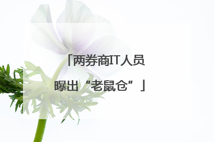 两券商IT人员曝出“老鼠仓”