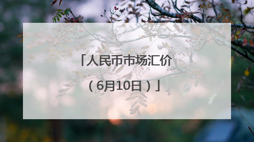 人民币市场汇价（6月10日）