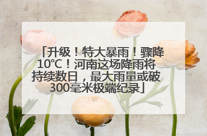 升级！特大暴雨！骤降10℃！河南这场降雨将持续数日，最大雨量或破300毫米极端纪录