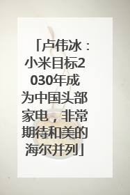 卢伟冰：小米目标2030年成为中国头部家电，非常期待和美的海尔并列