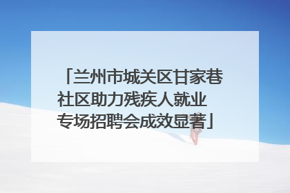 兰州市城关区甘家巷社区助力残疾人就业 专场招聘会成效显著
