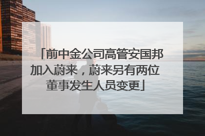 前中金公司高管安国邦加入蔚来，蔚来另有两位董事发生人员变更