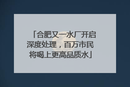 合肥又一水厂开启深度处理，百万市民将喝上更高品质水