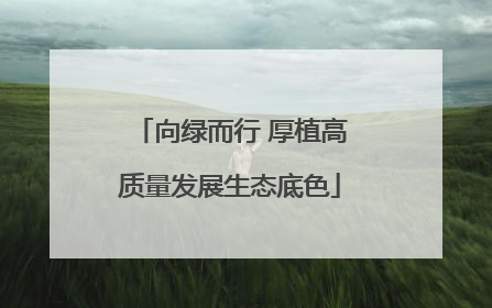 向绿而行 厚植高质量发展生态底色