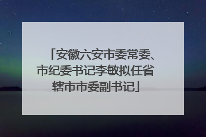 安徽六安市委常委、市纪委书记李敏拟任省辖市市委副书记