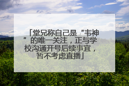堂兄称自己是“韦神”的唯一关注，正与学校沟通开号后续事宜，暂不考虑直播