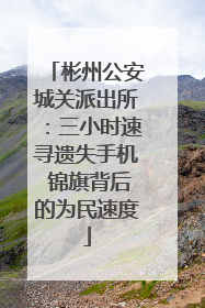 彬州公安城关派出所：三小时速寻遗失手机 锦旗背后的为民速度