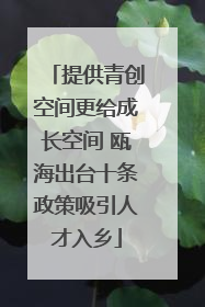 提供青创空间更给成长空间 瓯海出台十条政策吸引人才入乡