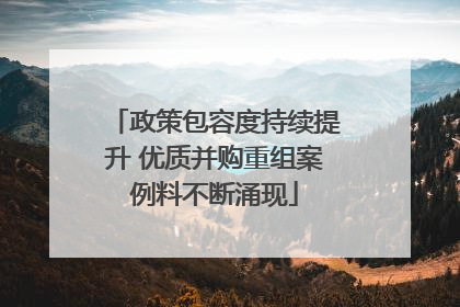 政策包容度持续提升 优质并购重组案例料不断涌现
