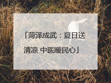 菏泽成武：夏日送清凉 中医暖民心
