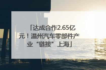 达成合作2.65亿元！温州汽车零部件产业“链接”上海