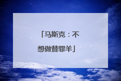 马斯克：不想做替罪羊