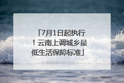 7月1日起执行！云南上调城乡最低生活保障标准